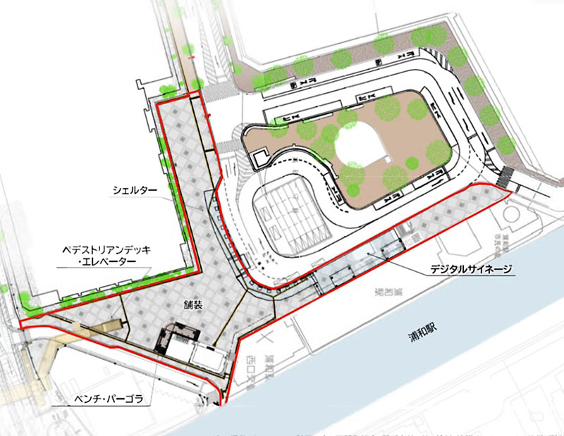浦和駅西口駅前広場の整備予定施設の図（埼玉県さいたま市提供）