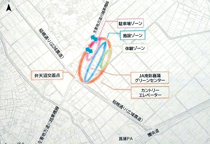 新たな農業振興拠点（道の駅）を整備する周辺エリア＝埼玉県久喜市の基本構想資料参照