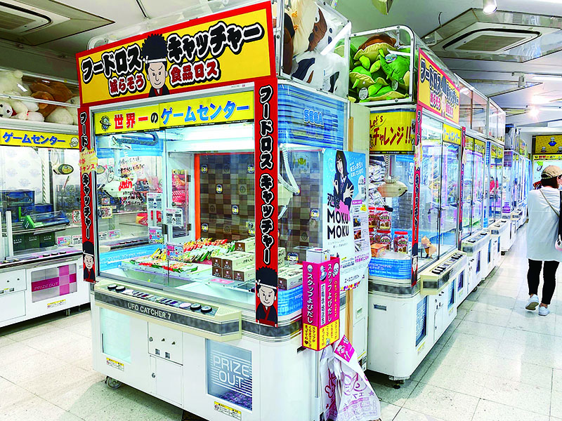 ユニークな景品に挑戦できるクレーンゲームが並ぶ店内＝行田市下忍の「世界一のゲームセンターエブリデイ行田店」（東洋提供）