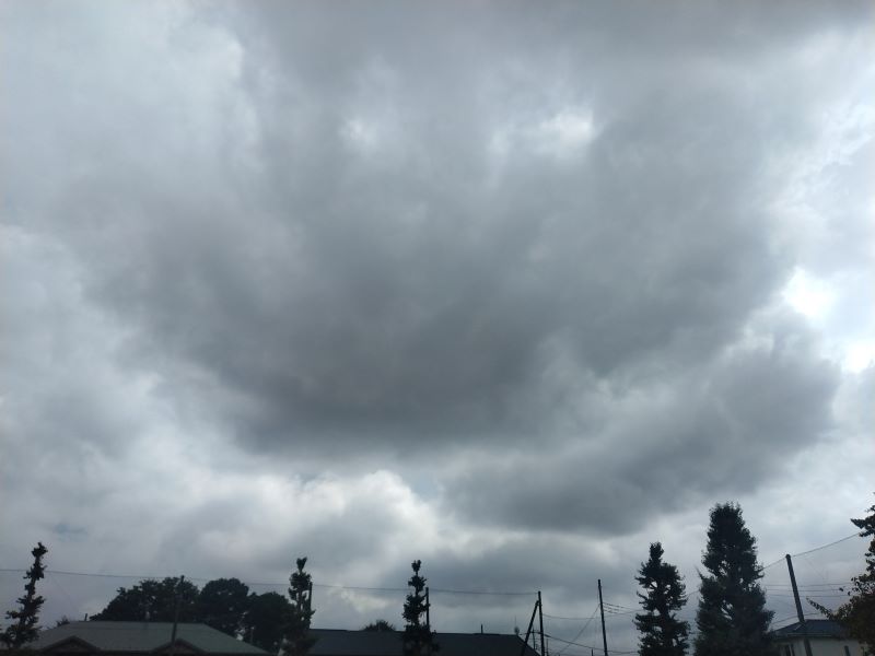 さいたま市上空に垂れ込めた雨雲=1日午後1時30分頃