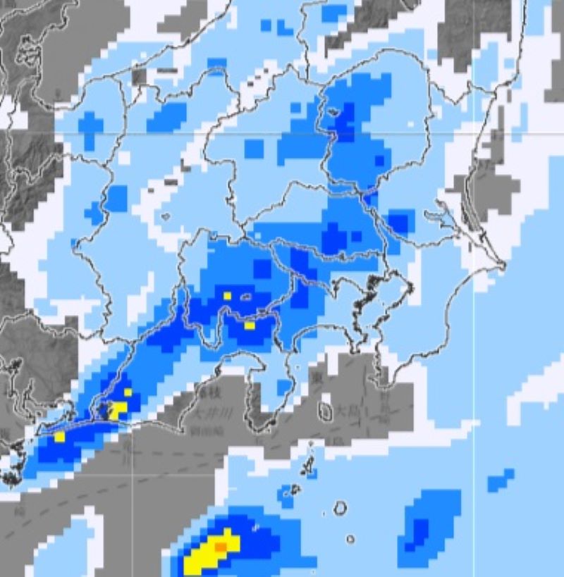 27日午前0時の雨雲の予想（気象庁HPから）