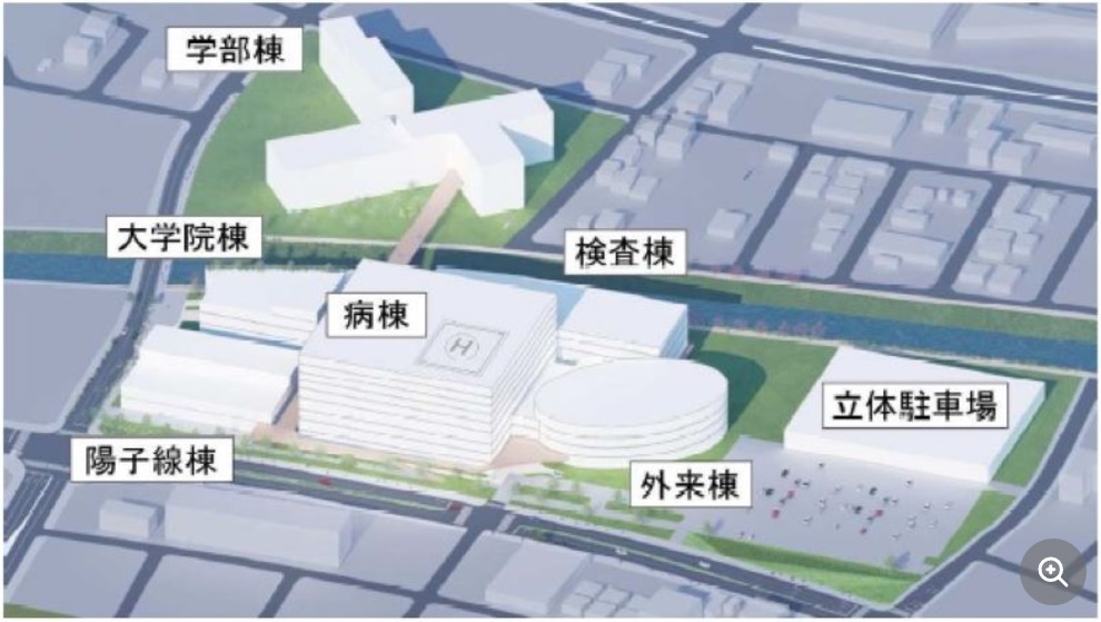 順天堂大学医学部付属病院の完成イメージ（計画案より）