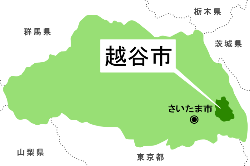 【地図】越谷市（背景白）