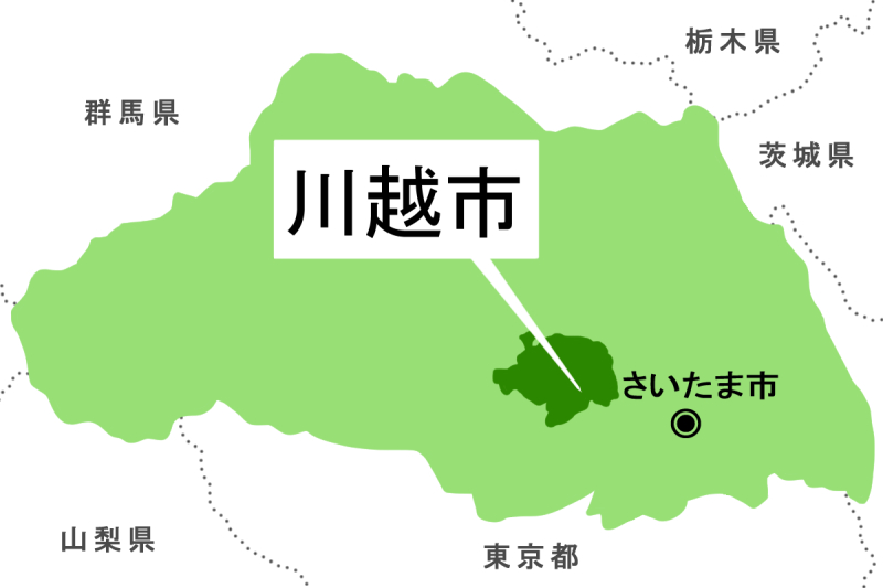 【地図】川越市（背景白）