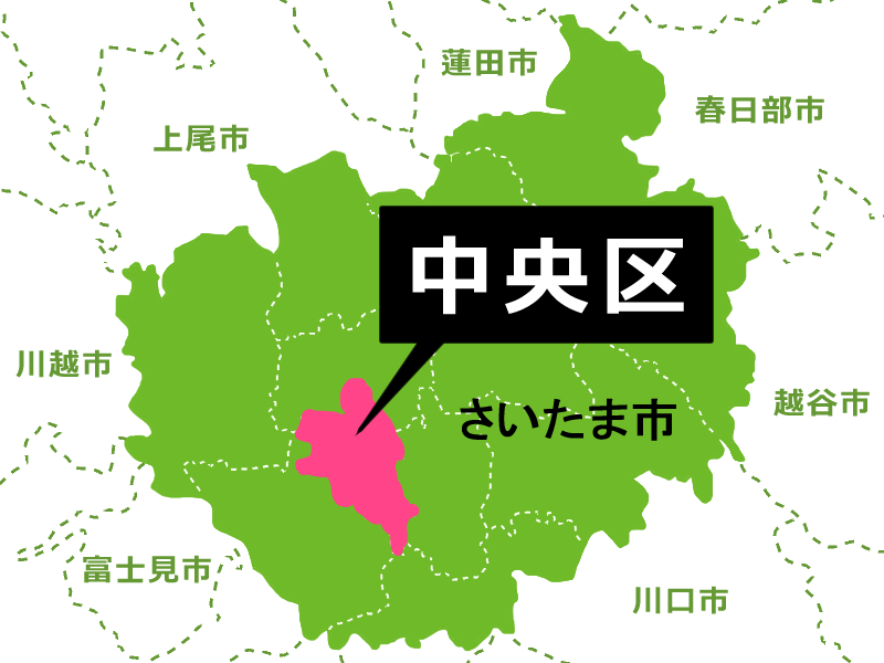 【地図】さいたま市中央区（背景白）