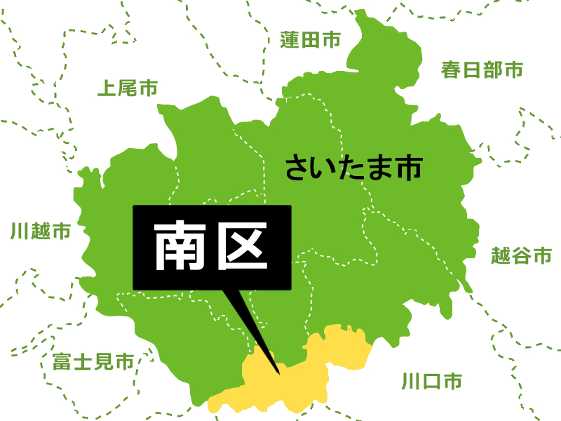 【地図】さいたま市南区（背景白）