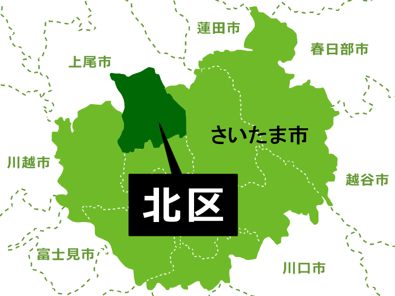 【地図】さいたま市北区（背景白）