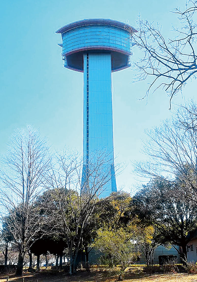 3月に行田タワーとなる古代蓮会館と展望台＝行田市小針