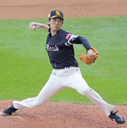 ７回１失点で６勝目を挙げたソフトバンク・大津＝エスコンフィールド