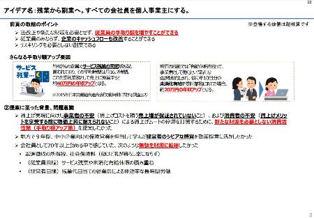 　内閣府がホームページに掲載していた、賃上げに関する政策案コンテストで優勝したアイデア