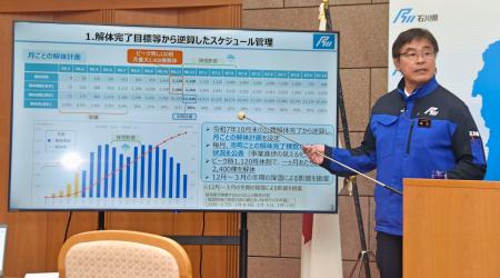 記者会見する馳浩石川県知事＝２６日午後、県庁