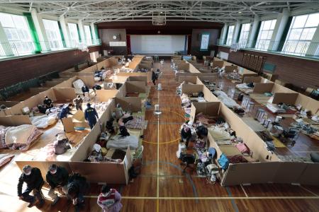 能登半島地震で開設された、石川県能登町の避難所＝１月