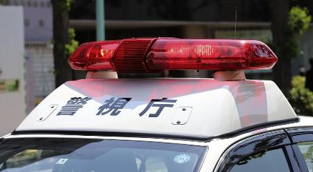 警察車両の赤色灯＝東京都