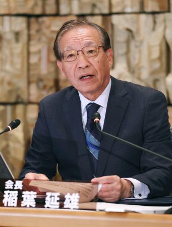 記者会見するＮＨＫの稲葉延雄会長＝１０日午後、東京都渋谷区