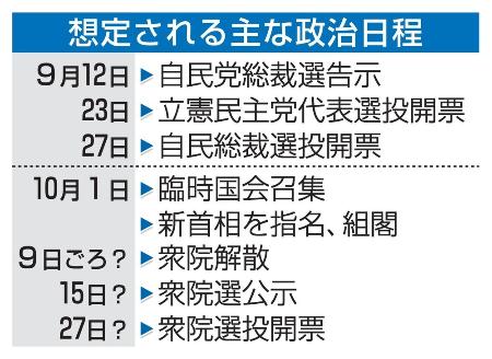 想定される主な政治日程