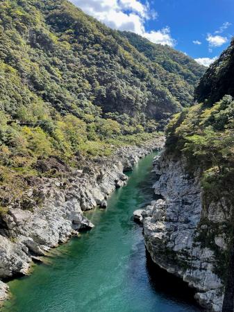 日本ジオパークに認定された「三好」にある、急峻な地形で知られる峡谷「大歩危峡」＝徳島県三好市（三好ジオパーク構想推進協議会提供）