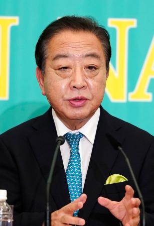 衆院選公示を控えた討論会で発言する立憲民主党の野田代表＝１２日午後、東京・内幸町の日本記者クラブ