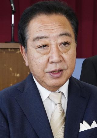 立憲民主党の野田代表＝１４日午前、千葉県松戸市