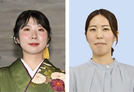 西山朋佳白玲（左）、福間香奈女流五冠