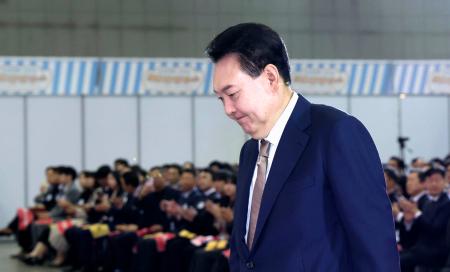 韓国・高陽で開かれた行事に出席した尹錫悦大統領＝１０月３１日（聯合＝共同）