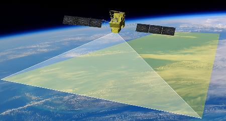 温室効果ガス・水循環観測技術衛星のイメージ（国立環境研究所、ＪＡＸＡ提供）