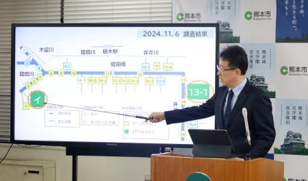 記者会見する熊本市の大西一史市長＝６日午後、熊本市役所