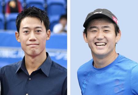 錦織圭（左）、西岡良仁