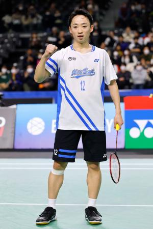 男子シングルスで決勝進出を決めた田中湧士＝武蔵野の森総合スポーツプラザ